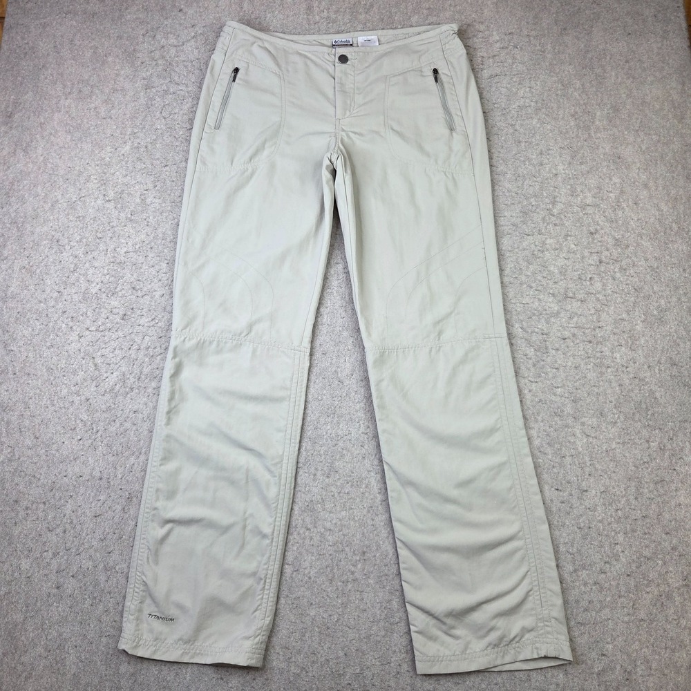 Columbia Titanium Nylon Pants Womens 6 Beige Hiking Performance Stretch Omni-Dry